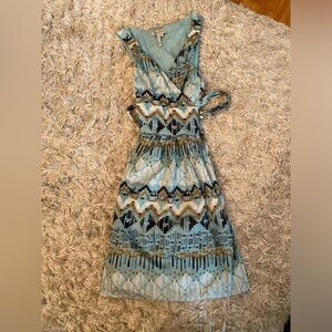 Blue Brown.& White BCBGeneration Wrap Dress size 6